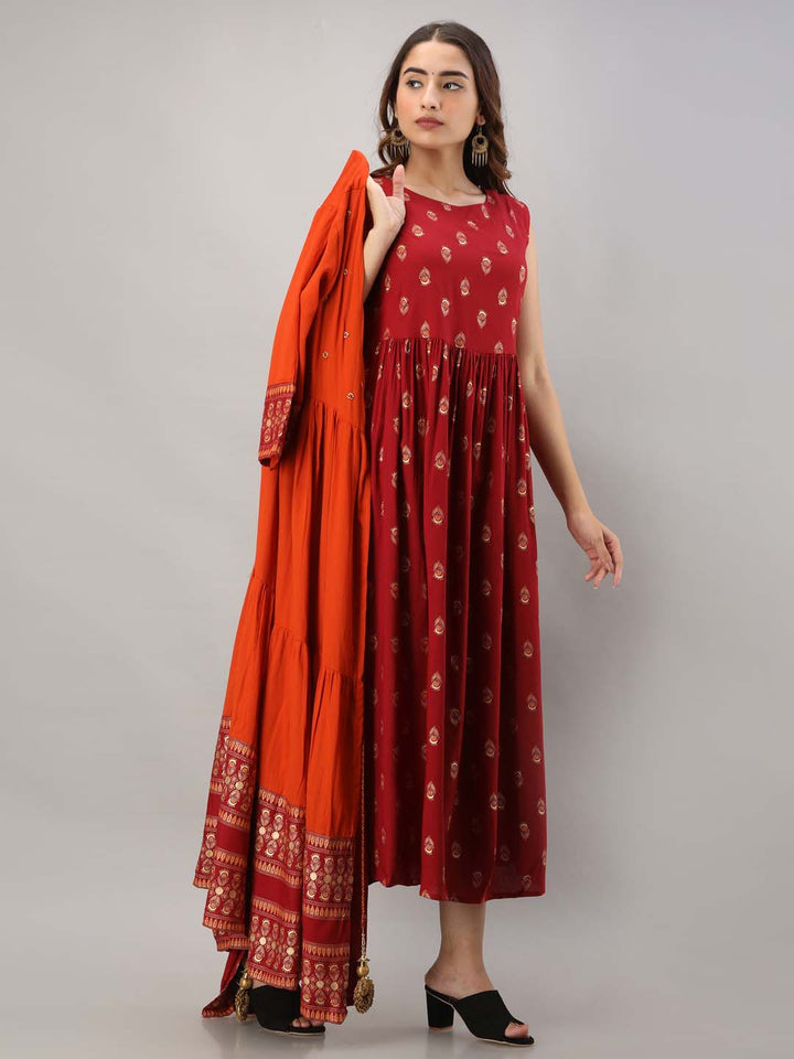 Orange Anarkali Designer Kurta for Women