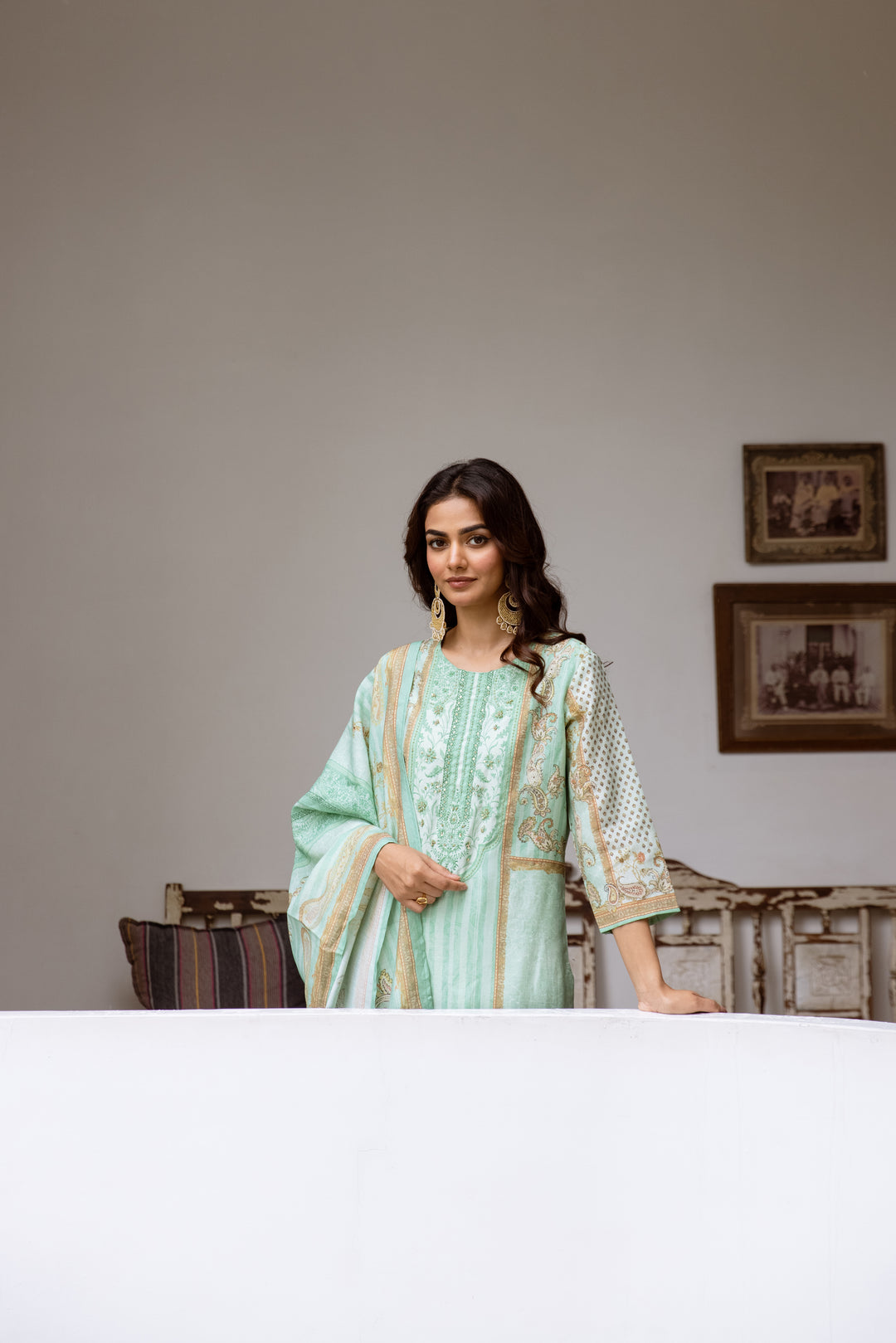 womens Turquoise Modal Shimmer Kurta Palazzo and Dupatta Set