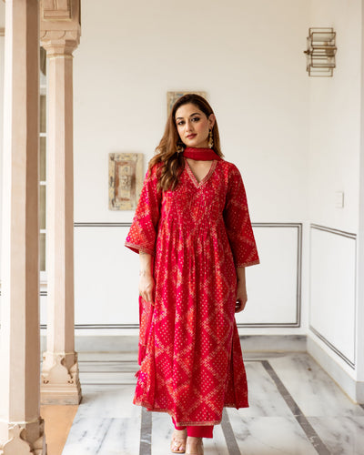 Multicolor Modal Muslin Kurta Pant and Dupatta Set