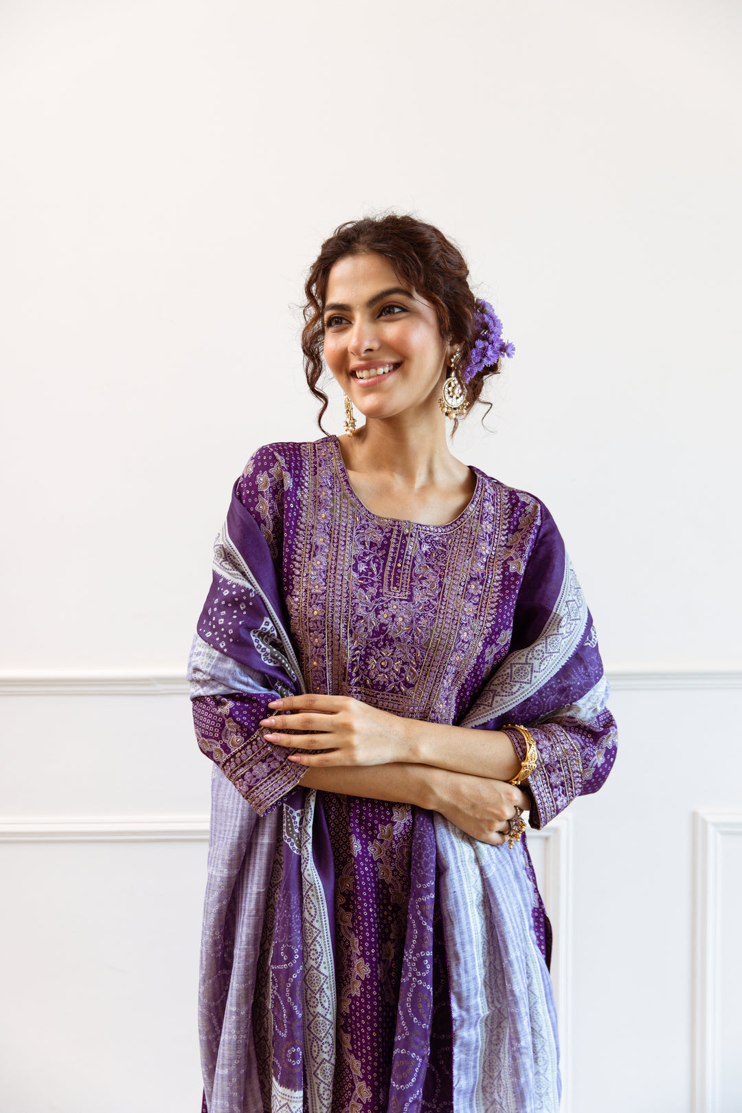 Women's Blue Modal Muslin Kurta Palazzo and Dupatta Set