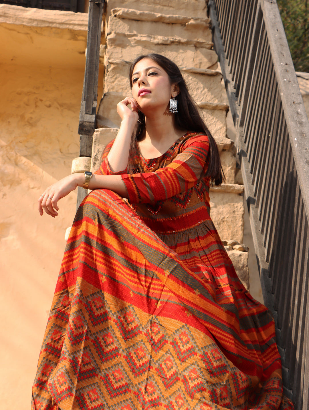 Multi Color Rayon Anarkali Womens Kurta