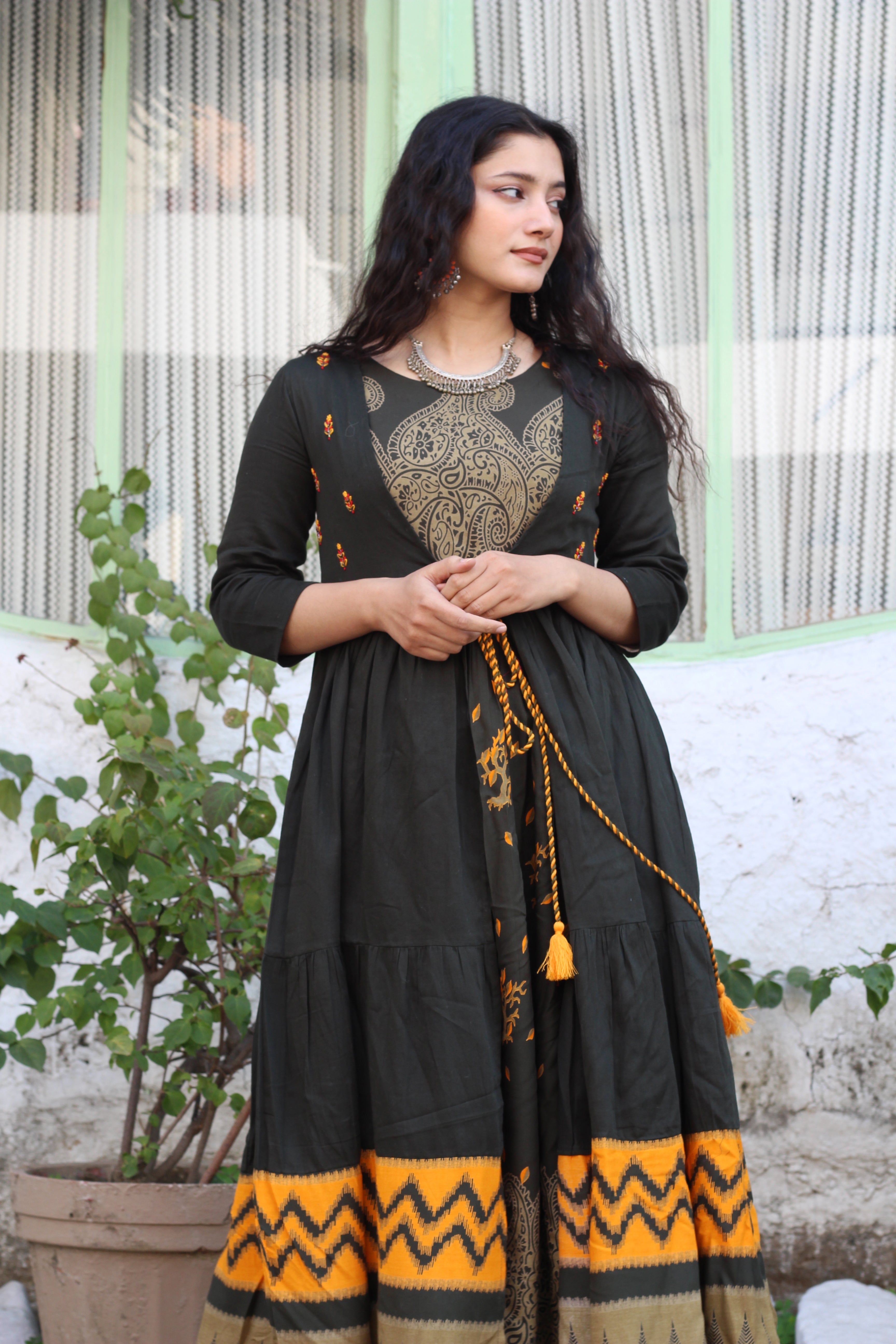 Elegant Manika Mint Gathered Jacket Anarkali Kurta for Women Online