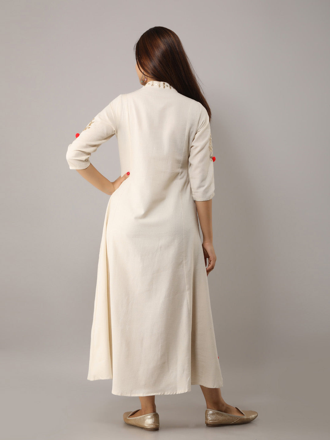 White Rayon Kurta with Gotta Patti Work