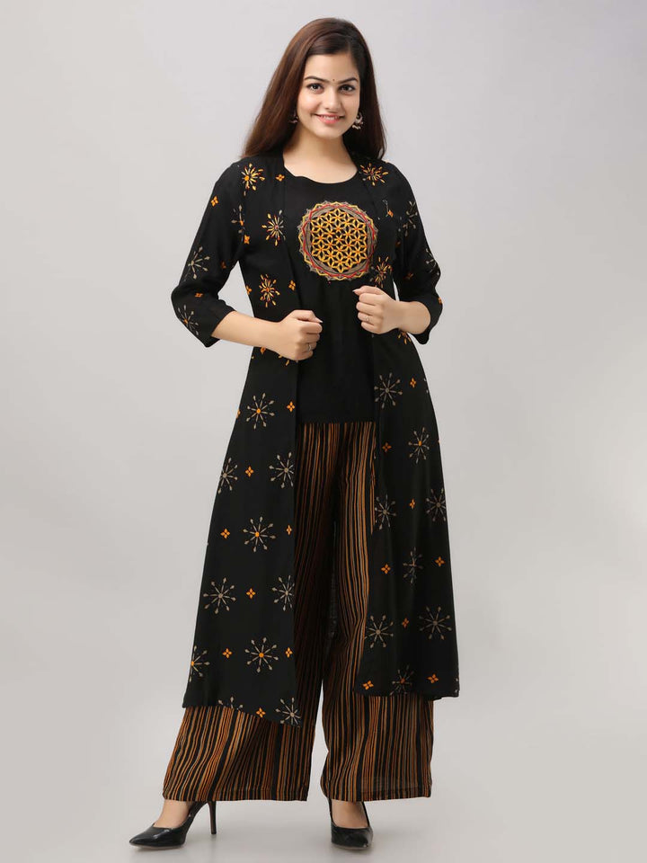 Rayon Slub Shrug/Jacket with Palazzo (3 piece set)