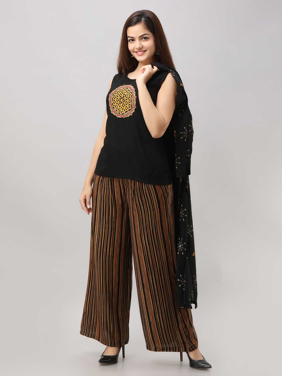 Rayon Slub Shrug/Jacket with Palazzo (3 piece set)