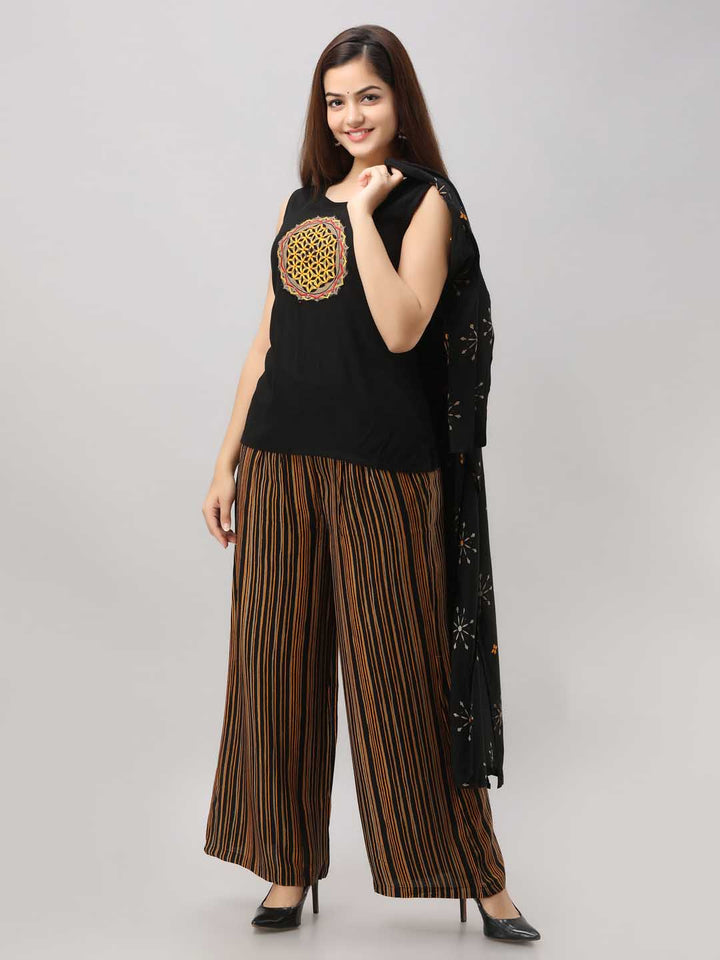 Rayon Slub Shrug/Jacket with Palazzo (3 piece set)