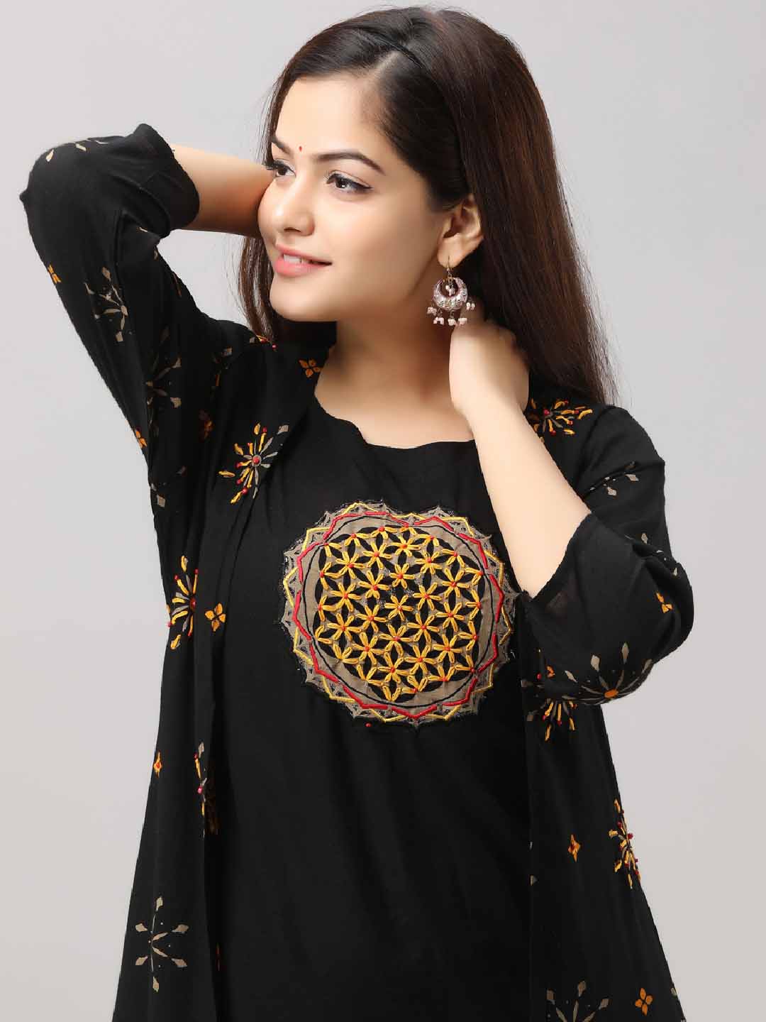 Rayon Slub Shrug/Jacket with Palazzo (3 piece set)