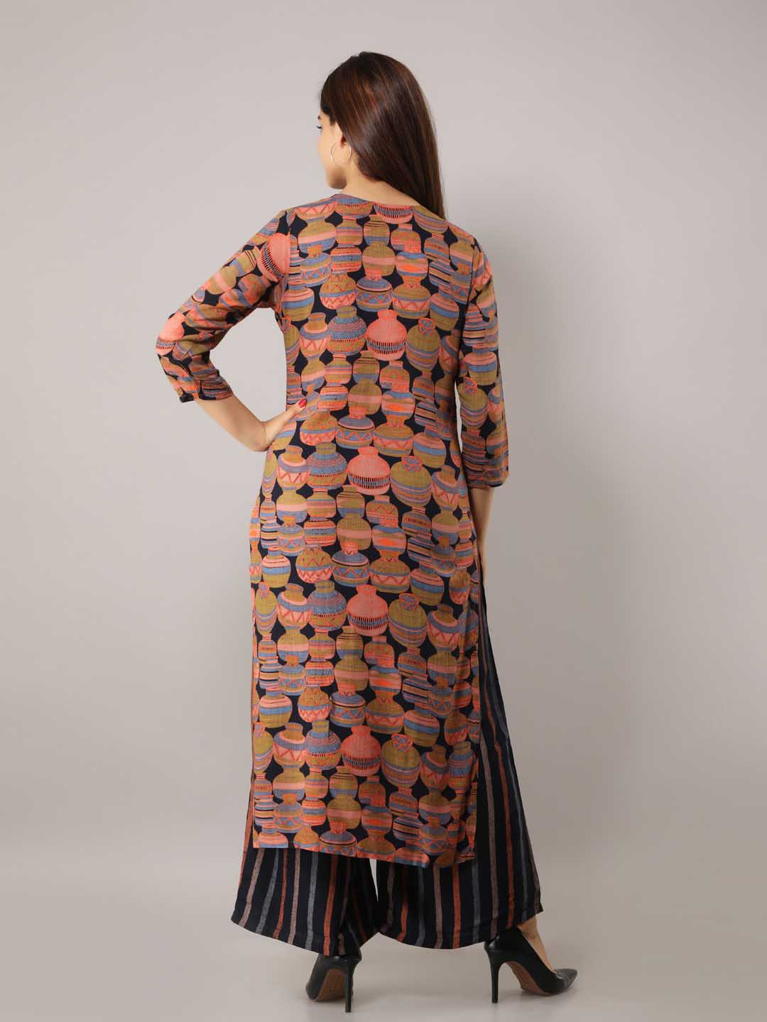 Rayon Slub Straight Women's Kurta with Palazzo