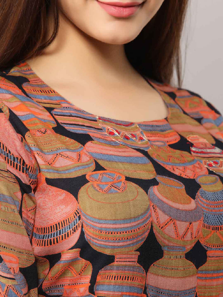 Rayon Slub Straight Women's Kurta with Palazzo