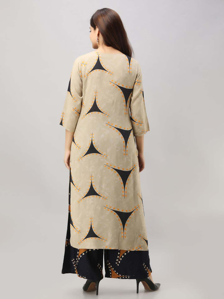 Women's Rayon Straight Slub   Kurta with Palazzo