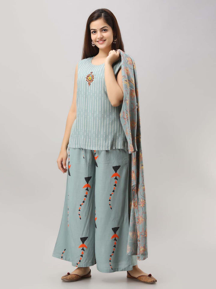 Women's Rayon Slub Shrug/Jacket with Palazzo