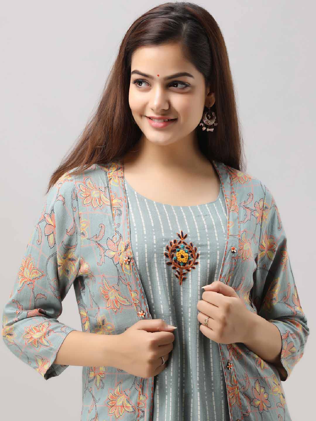 Women's Rayon Slub Shrug/Jacket with Palazzo