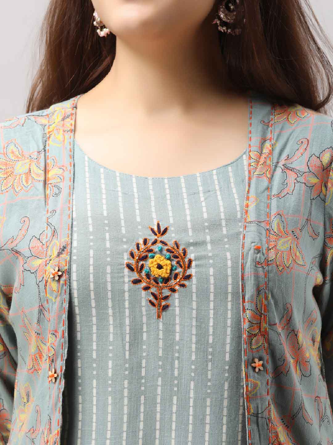 Women's Rayon Slub Shrug/Jacket with Palazzo