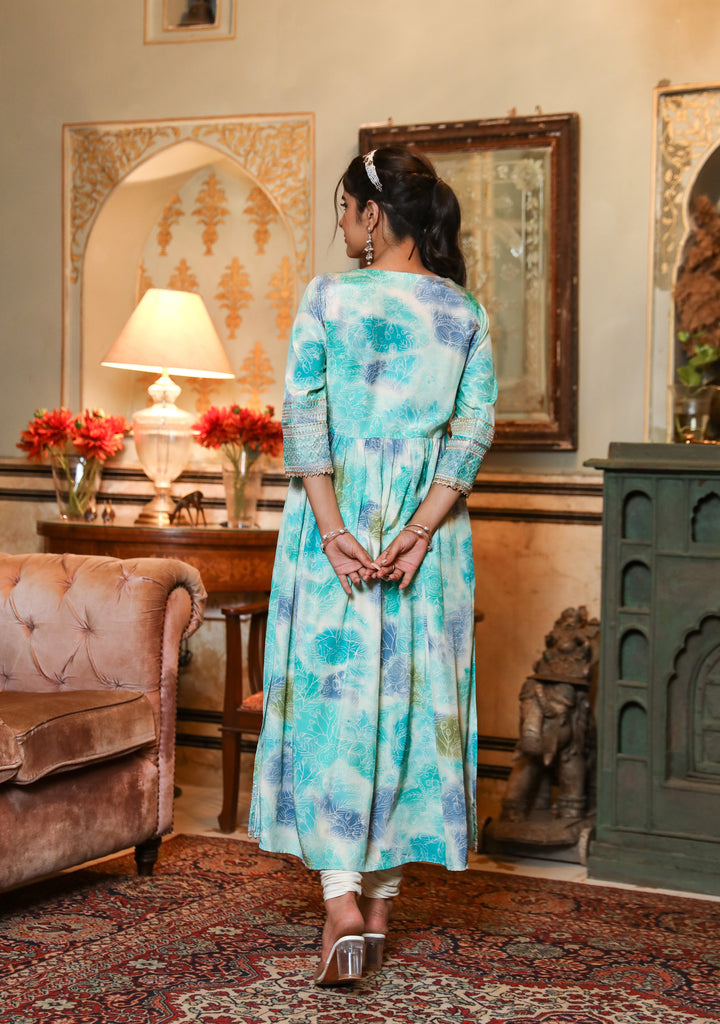 Women Mint Green Muslin Nyara Cut A-Line Kurta