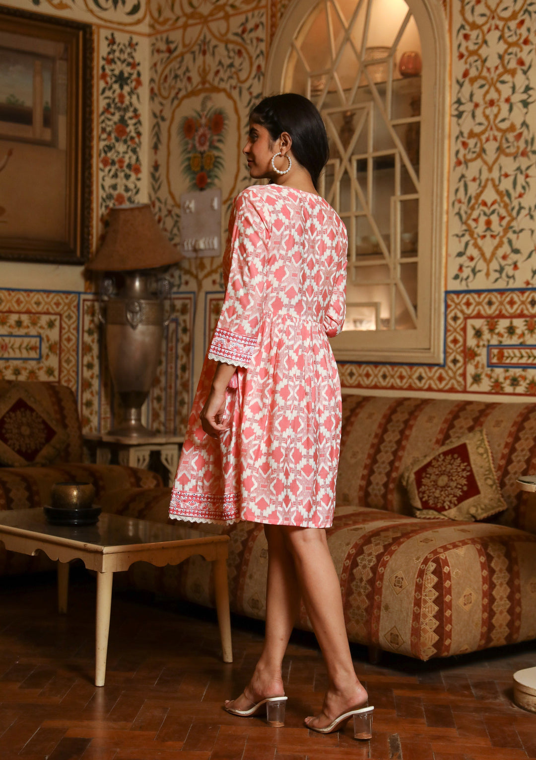 Women Pink Muslin Middy Tunic