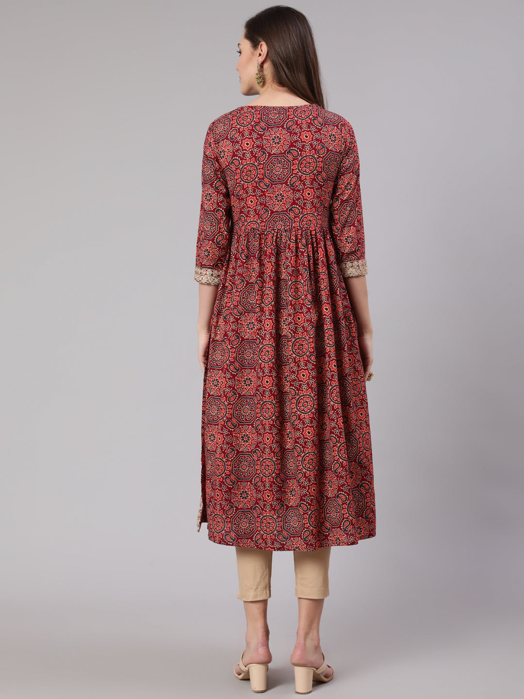Women Rust Cotton Nyara Cut A-Line Kurta