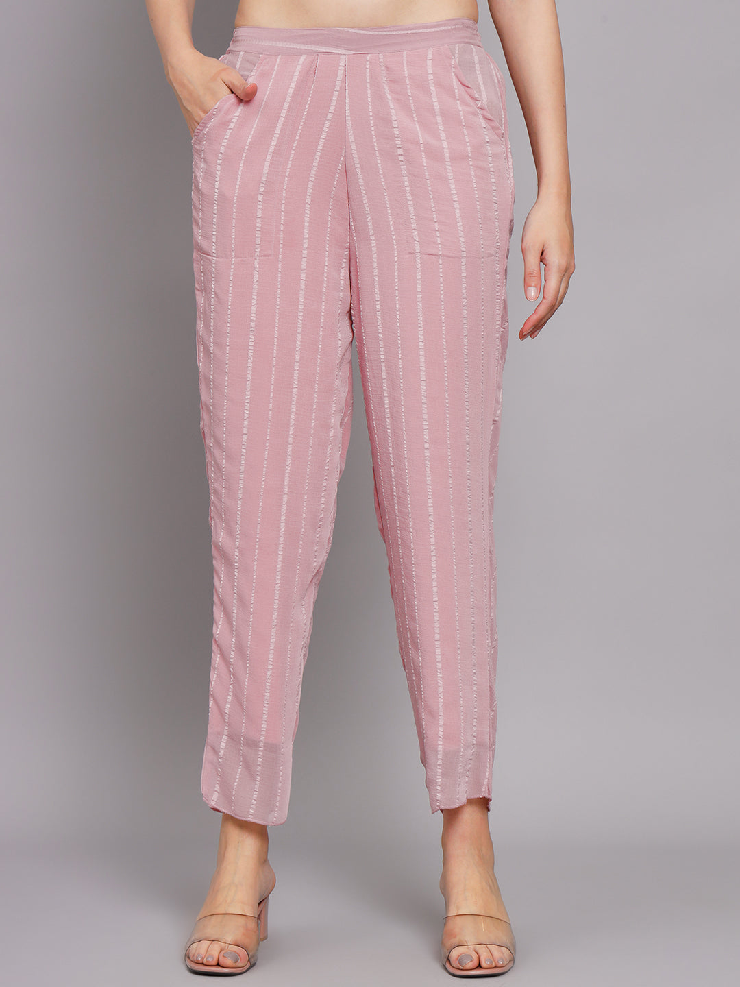 Women's Pink Chiffon Straight Night Suit