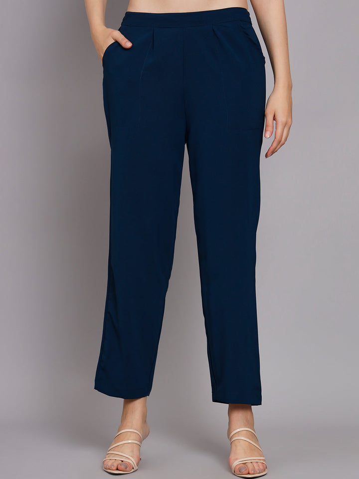 Women's Royal Blue Georgette Gathered Kaftan Set