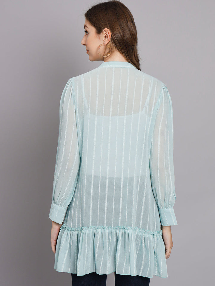 Women's Aqua Blue Chiffon Straight Dress