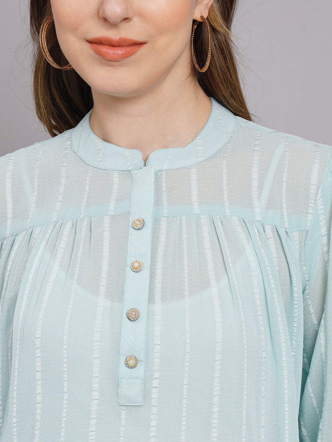 Women's Aqua Blue Chiffon Straight Dress