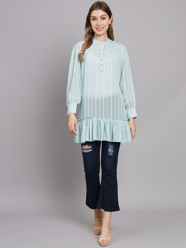 Women's Aqua Blue Chiffon Straight Dress