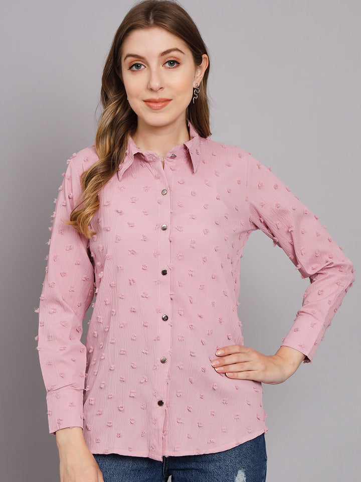 Women's Pink Chiffon Straight Shirt