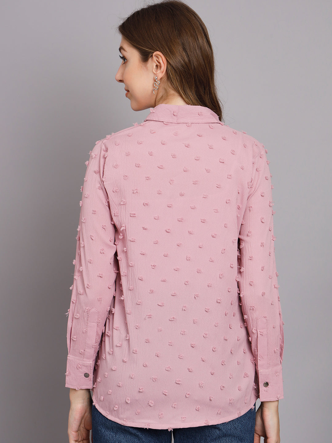 Women's Pink Chiffon Straight Shirt
