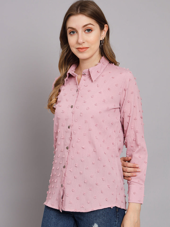 Women's Pink Chiffon Straight Shirt