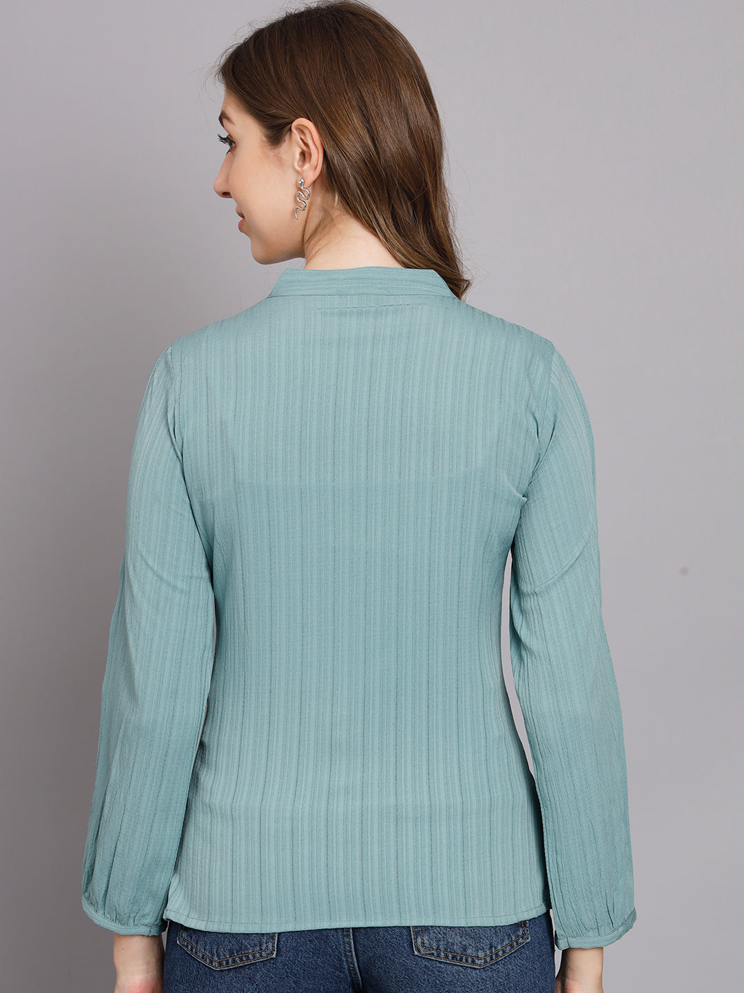 Women's Mint Green Chiffon Straight Shirt