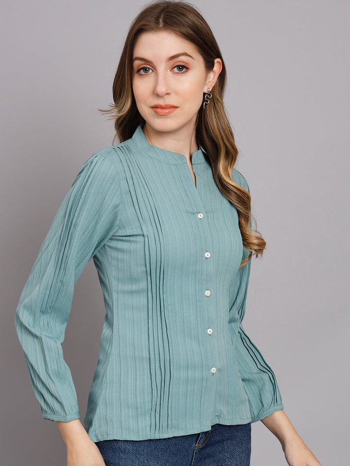 Women's Mint Green Chiffon Straight Shirt