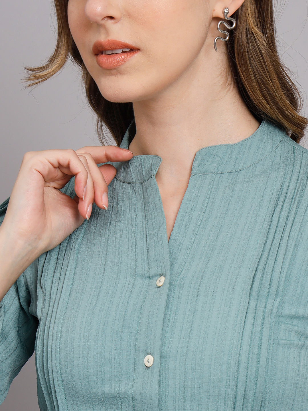 Women's Mint Green Chiffon Straight Shirt