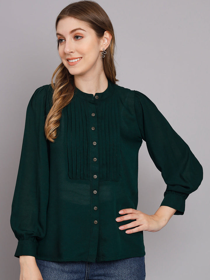 Women's Green Chiffon Straight Top