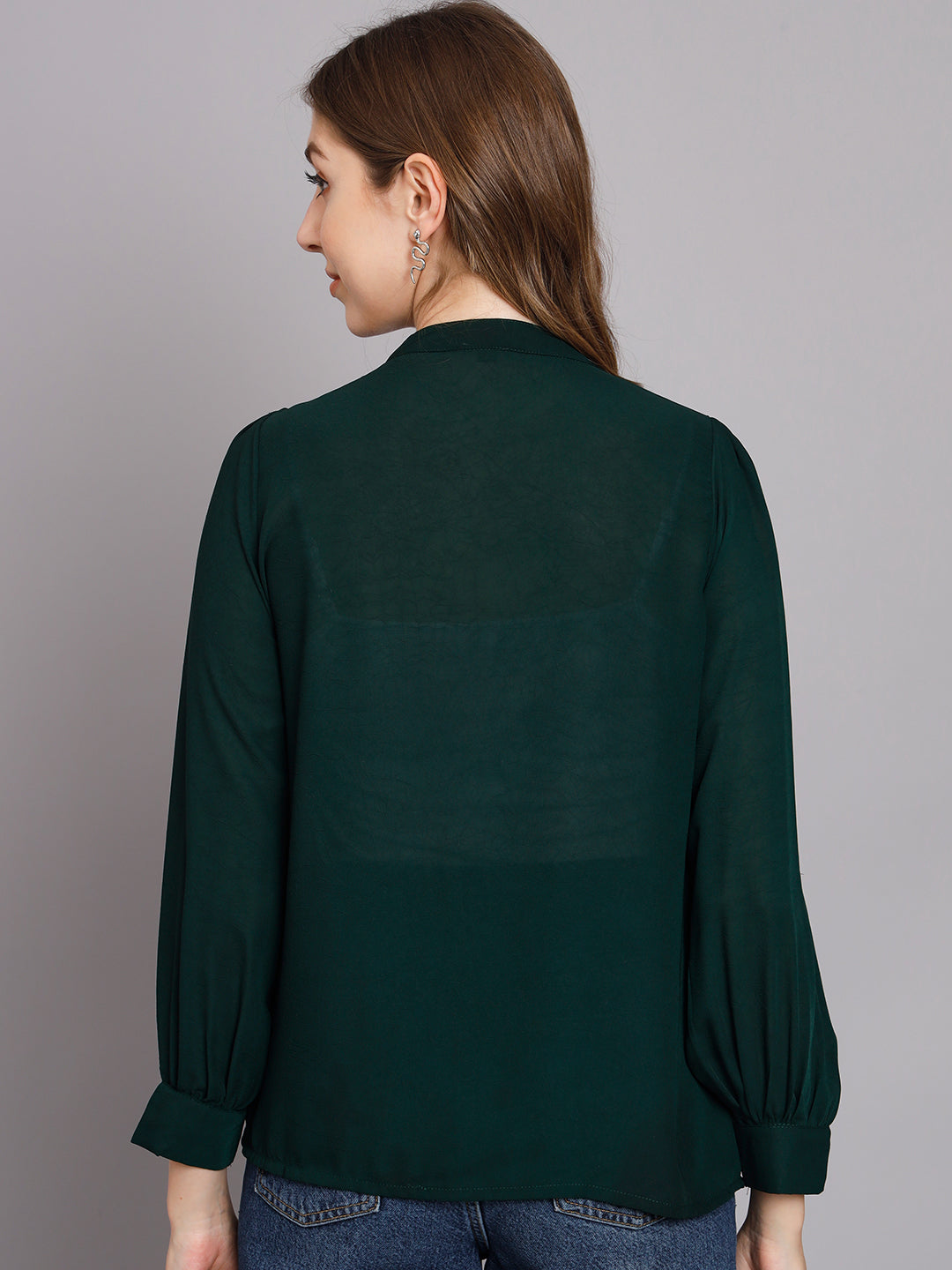 Women's Green Chiffon Straight Top