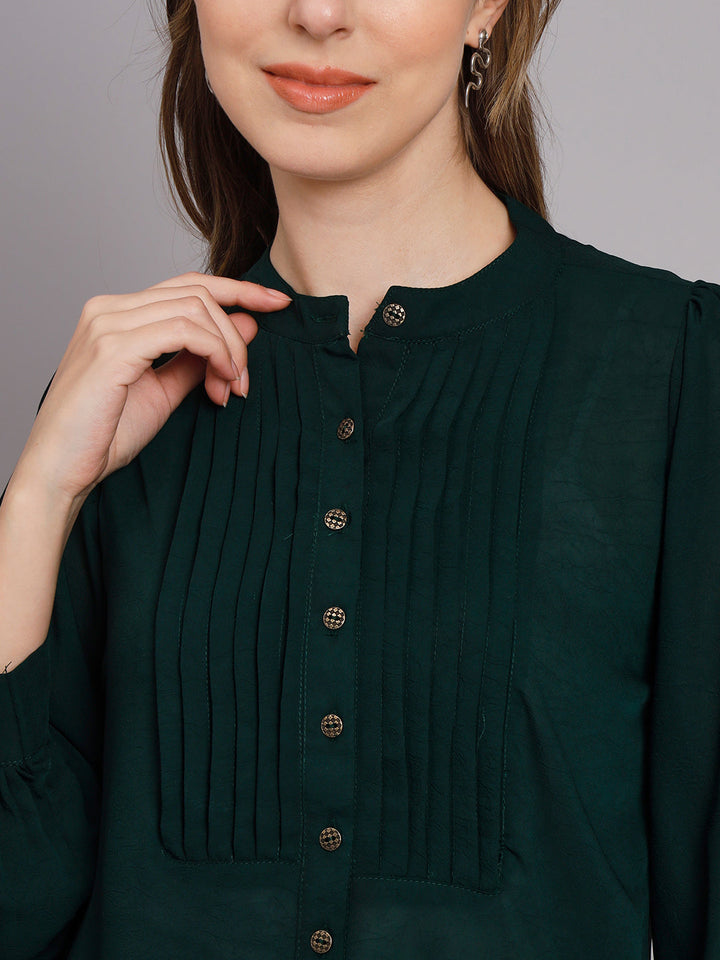 Women's Green Chiffon Straight Top