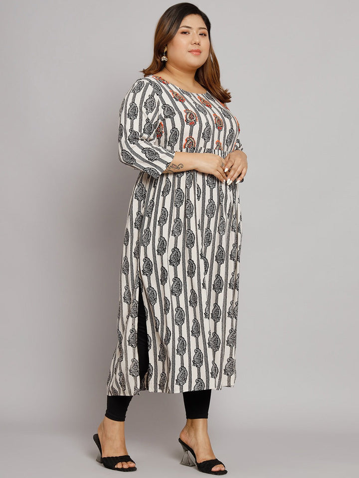 Women's White Rayon Straight Kurta