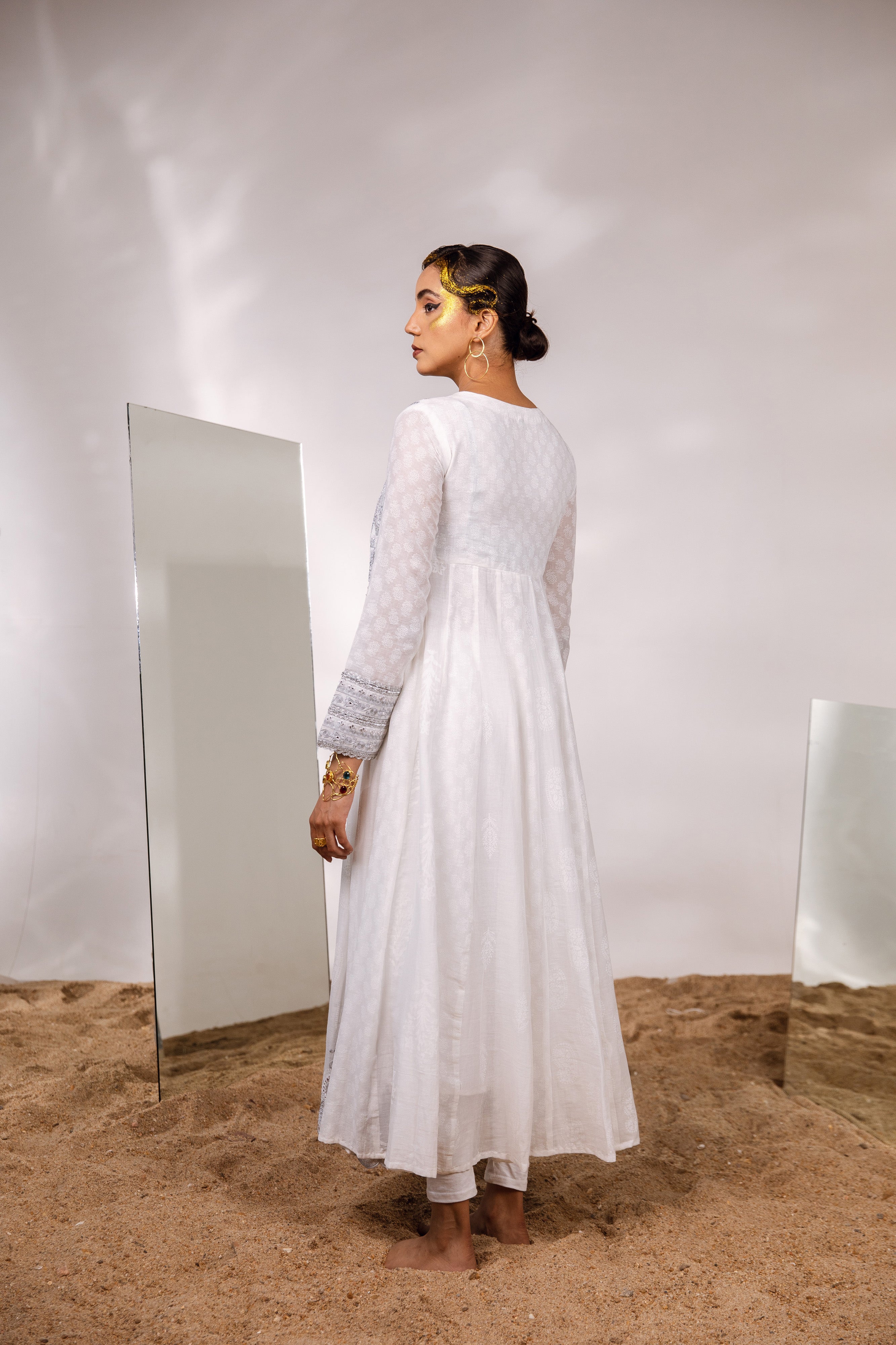 2241 Off white anarkali gown – Shama's Collection