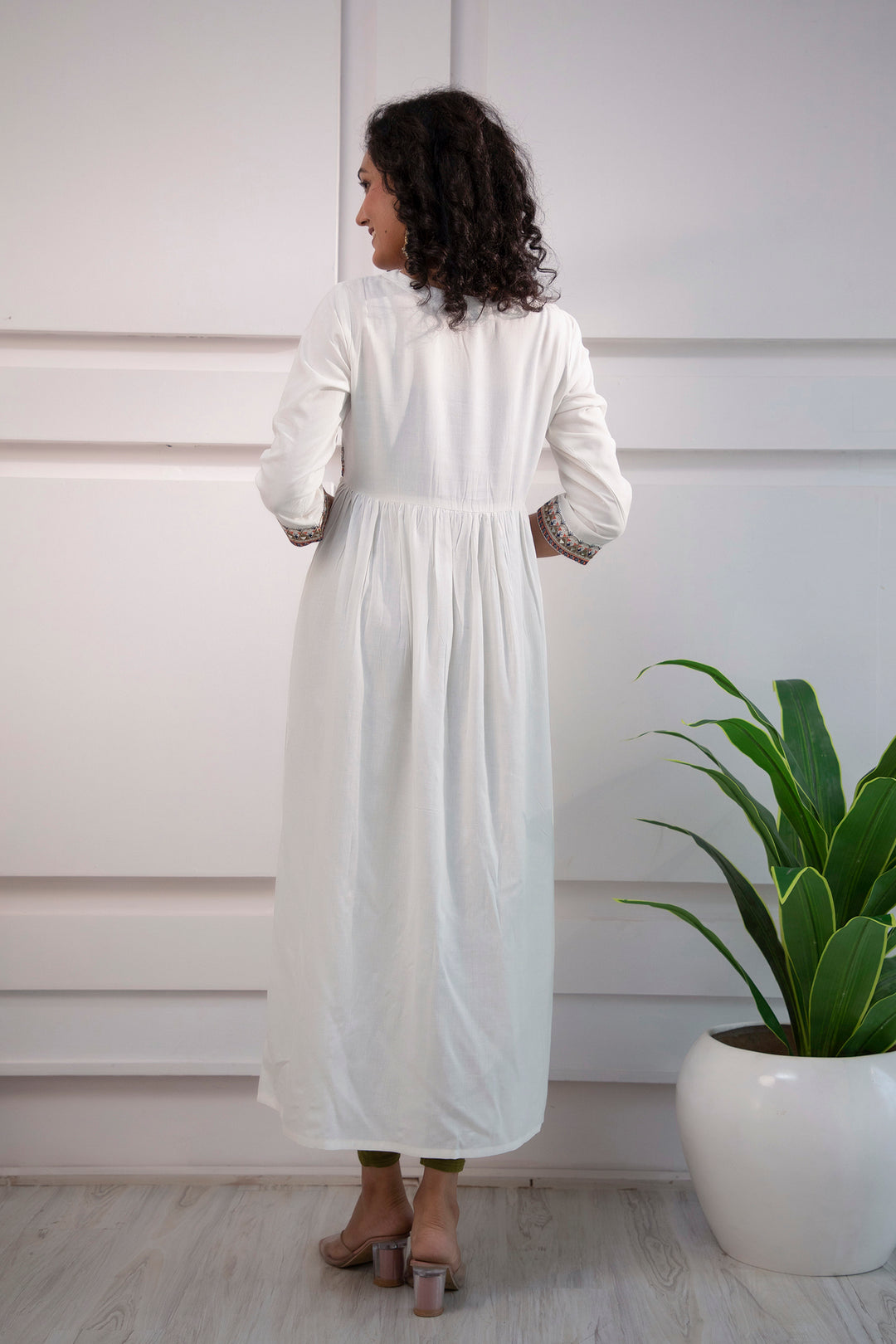 Women's Rayon White Alia Cut A-Line Kurta and Dupatta Set