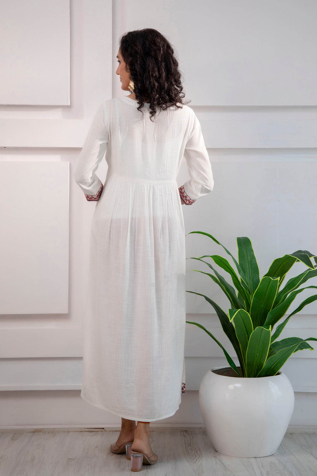 Women's Rayon White Alia Cut A-Line Kurta and Dupatta Set