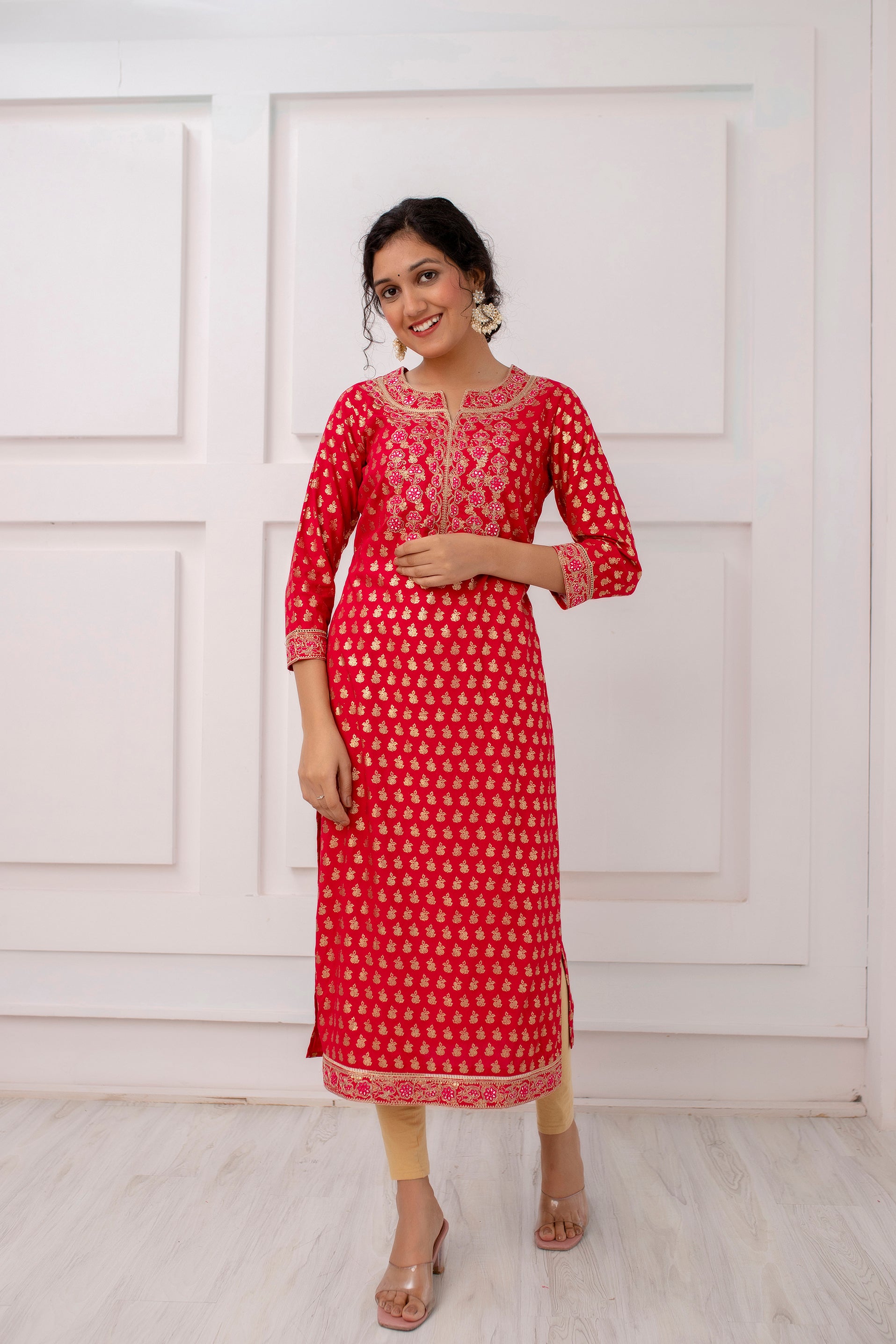 Cotton 3/4th Sleeve Office Wear Kurtis, Size: Large at Rs 399 in Surat