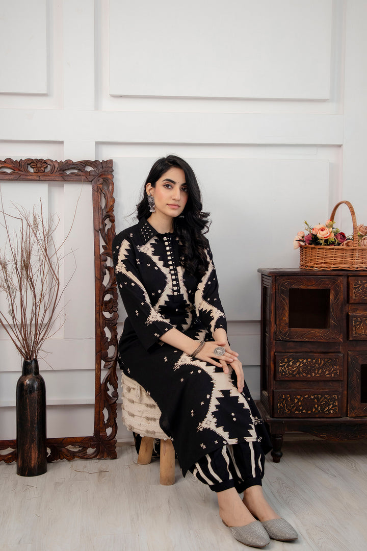 Women's Black Rayon Kurta Afghani Salwar Set