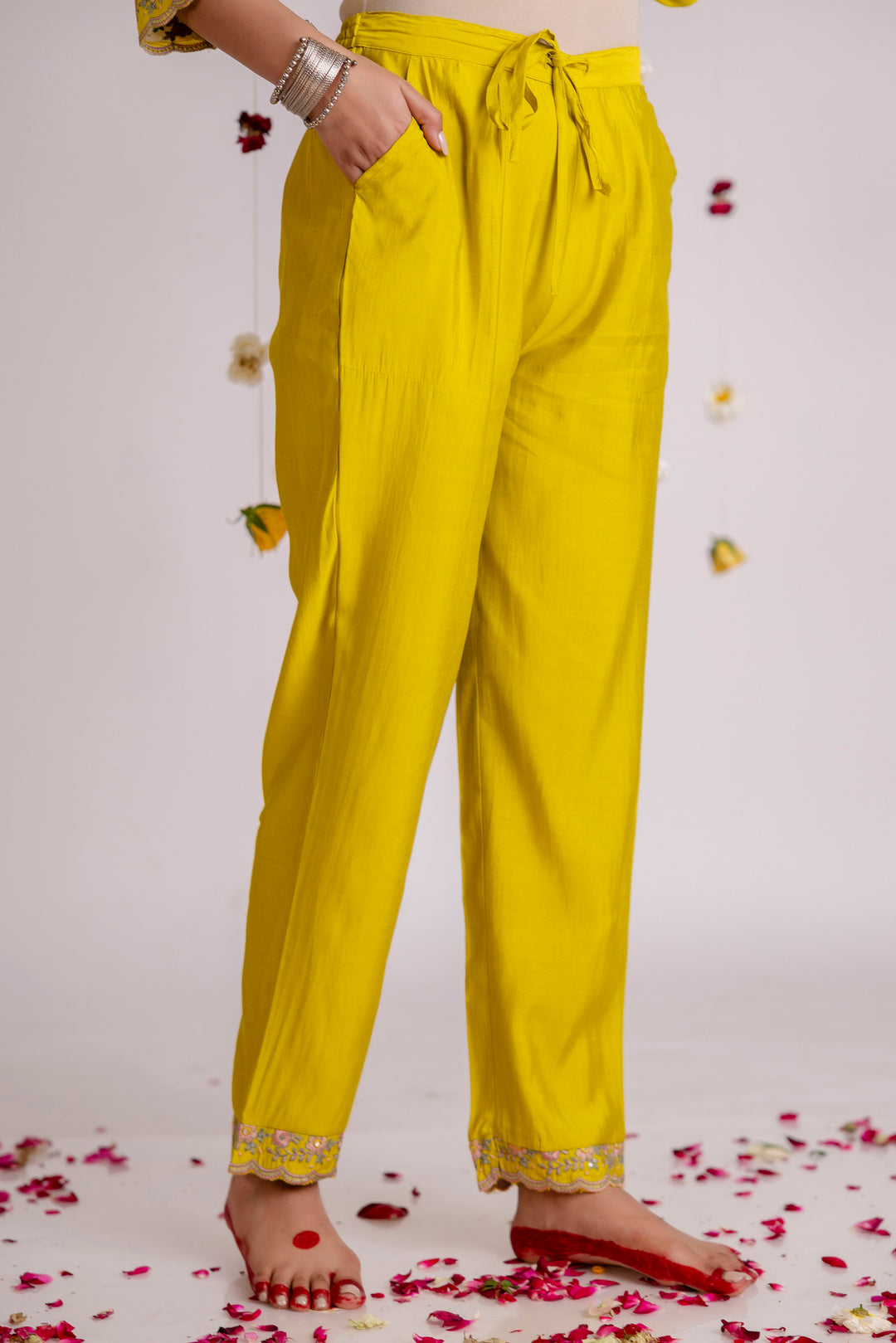 Women's Yellow Rayon Kurta Pantand Dupatta Set