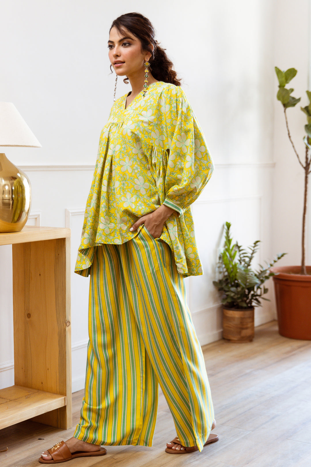 womens Yellow Rayon Co-Ords