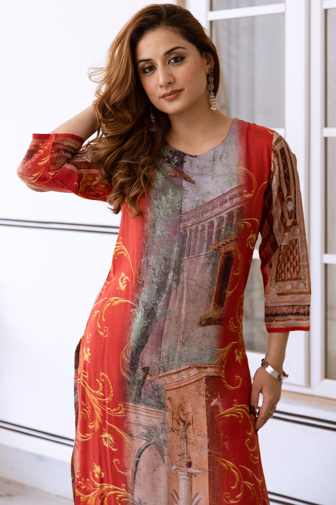 Women's Multicolor Muslin Kurta and Palazzo Set