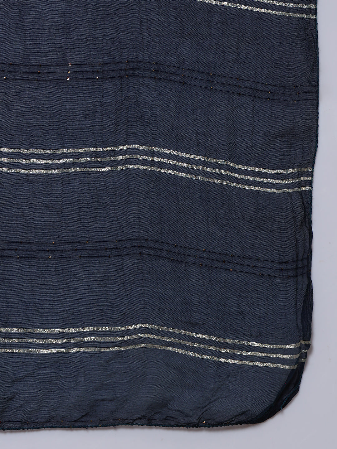 Nehamta Women's Navy Blue Cotton rayon Kurta, Pant & Dupatta Set