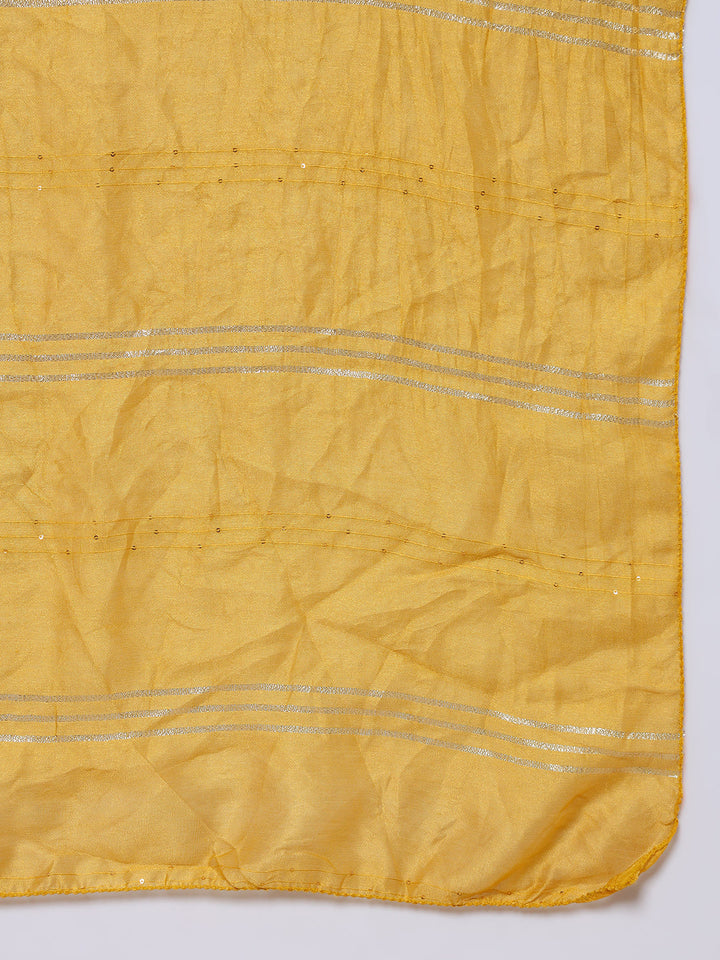 Nehamta Women's Mustard Cotton Kurta, Pant & Dupatta Set