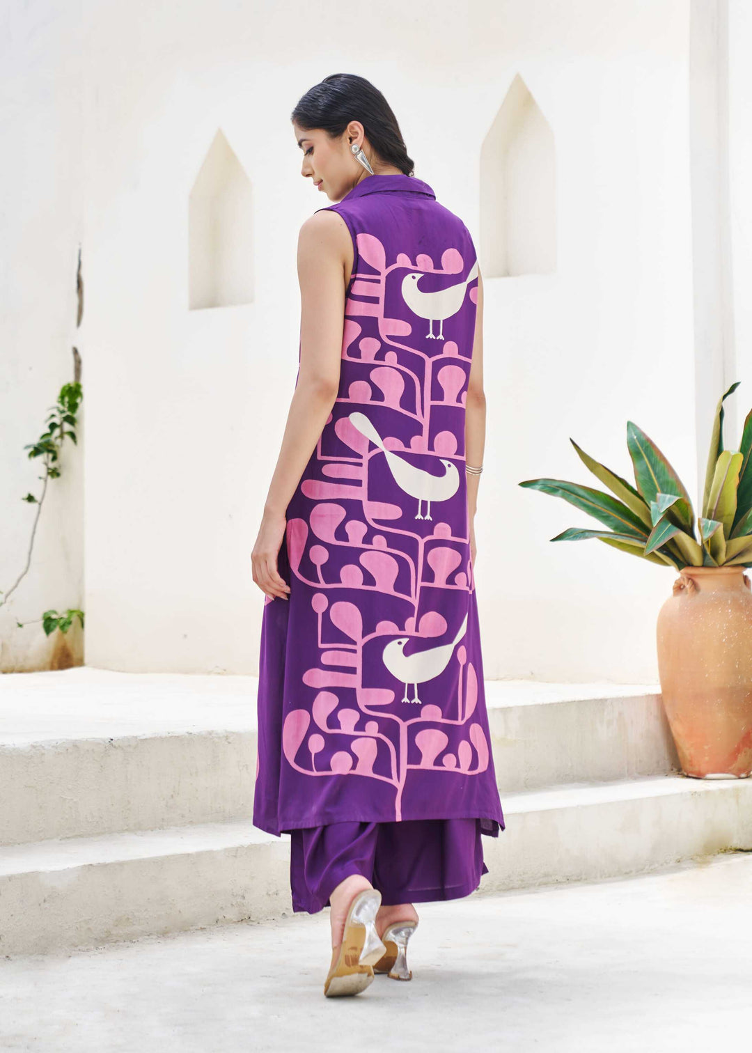 Nehamta Women's Blue Cotton Kurta & Palazzo Set