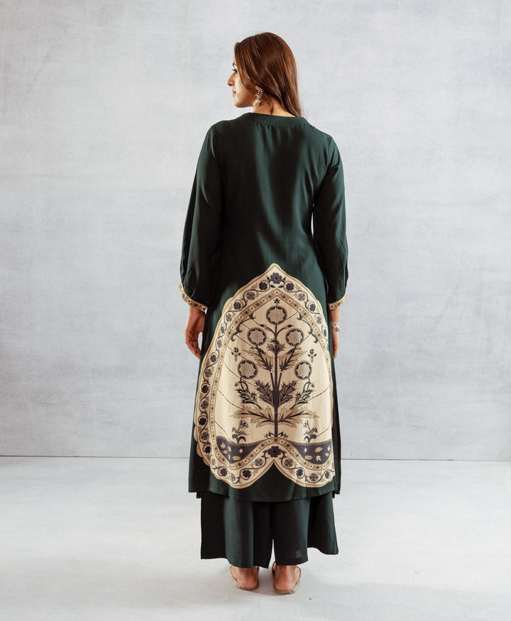 Nehamta Women's Green German Rayon Kurta & Palazzo Set