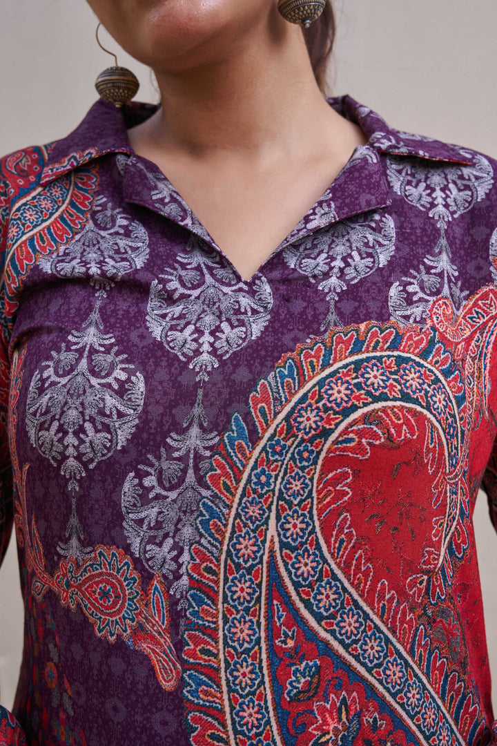 Nehamta Women's Black Rayon Short Kurta With Palazzo Co-Ords Set