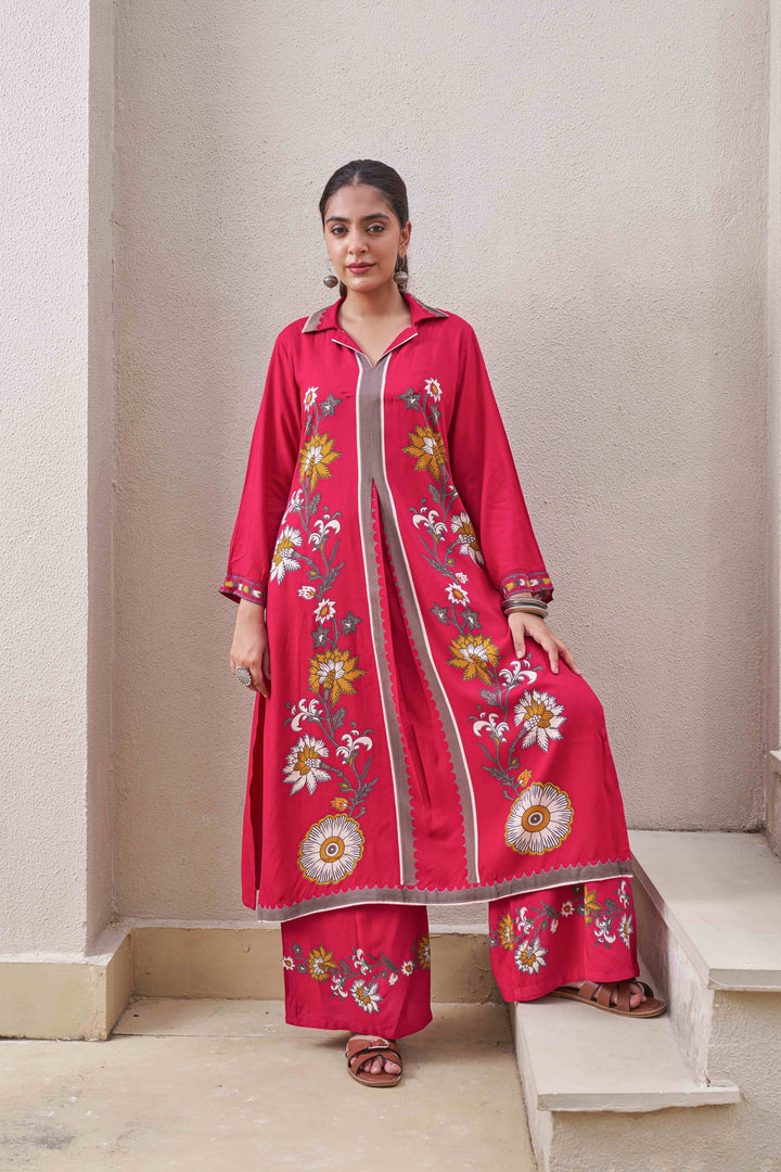 Nehamta Women's Rani German Rayon Kurta & Palazzo Set