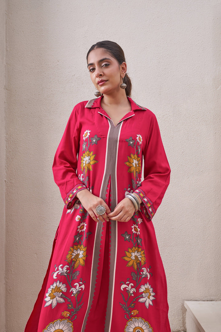 Nehamta Women's Rani German Rayon Kurta & Palazzo Set